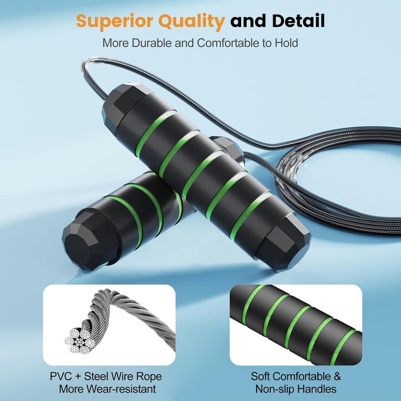 SKIFUL Jump Rope,Tangle-Free Rapid Speed Jump Rope with Ball Bearings for Men,Women and Kids,Adjustable Steel Skipping Rope with Ergonomic Foam Handles,A Ideal Equipment and Accessories for Workout,Fitness,Exercise,Home Gym,Slim Body - Image 4